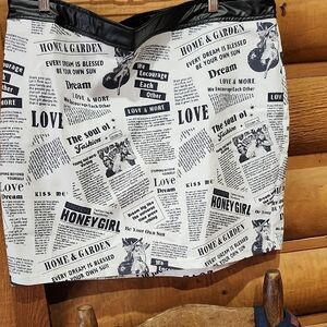 SHEIN Monochrome Newspaper Print Mini Skirt